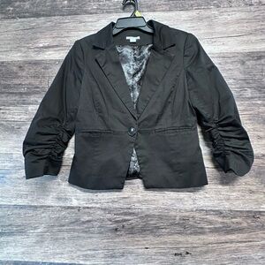 Dalia Collection Black Women's Ruched Sleeve Blazer